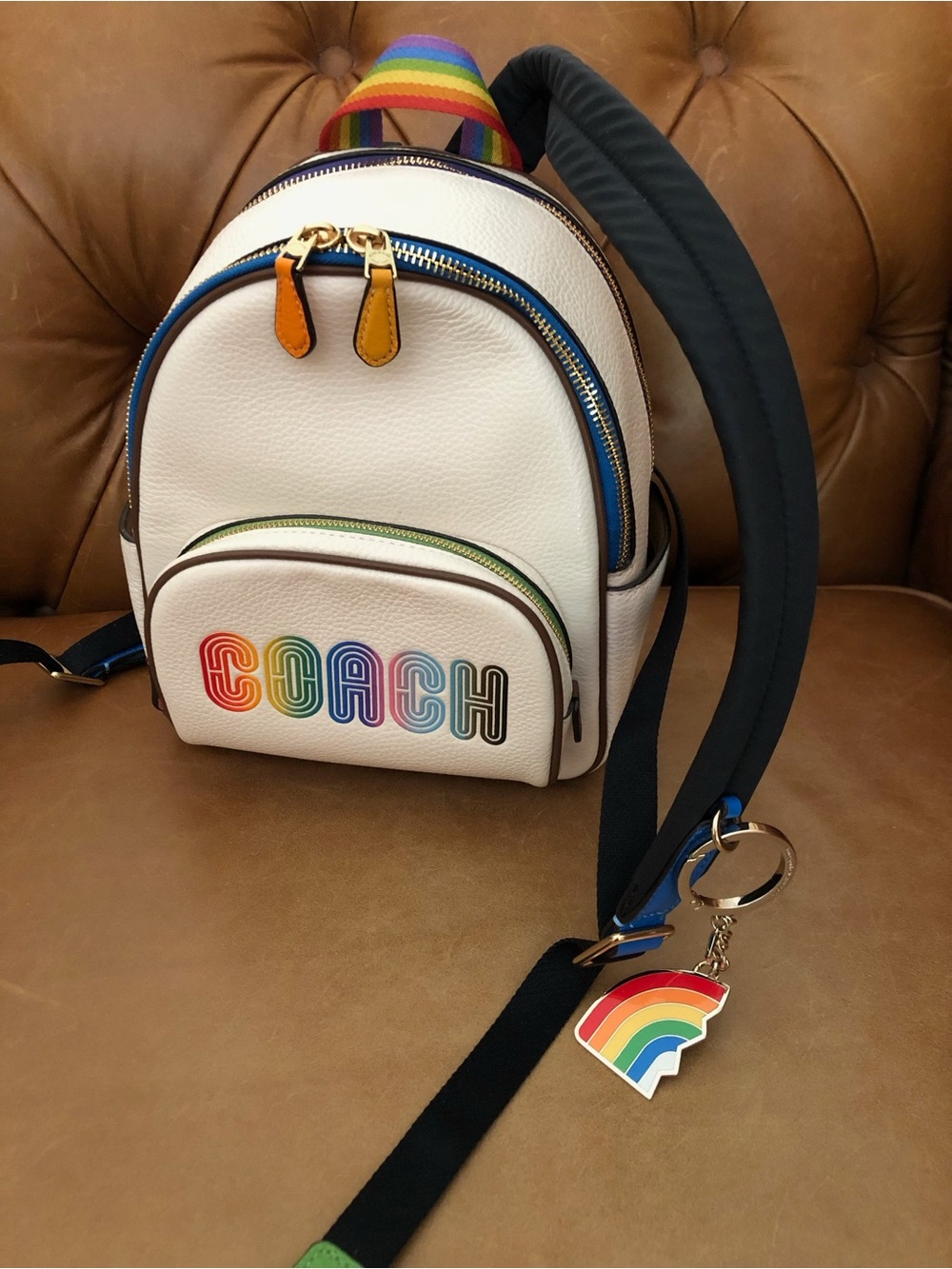 Beautiful LGBTQ Coach Pride Set NEW w/out Tags Backpack, Lg T-Shirt , Key Ring